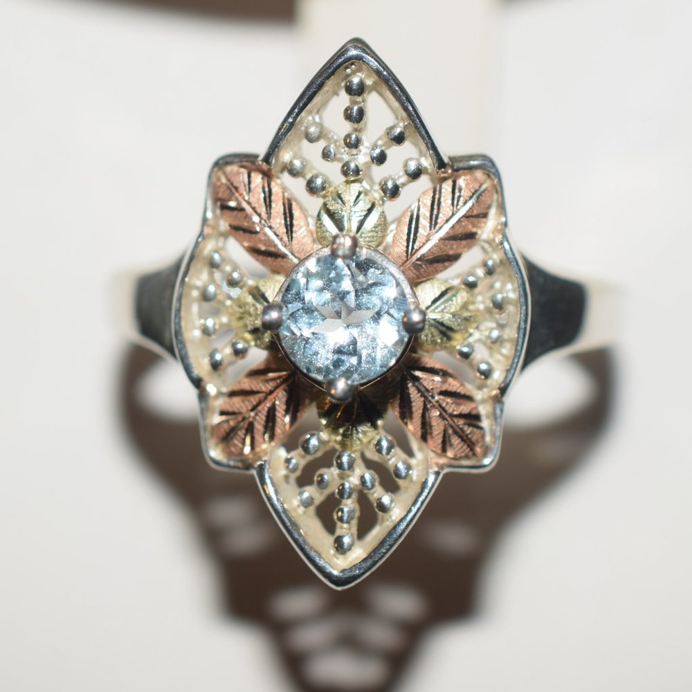COPY - Coleman Co. Sterling 12k. Black Hills Gold Genuine Blue Topaz Ring Like …